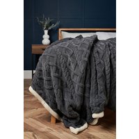 Cable Knit Throw Sherpa Backing cm x 200 cm
