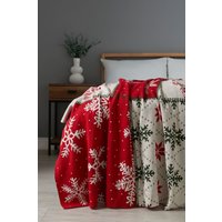BHS Christmas Patchwork Throw in Red | Size: 130 cm x 160 cm