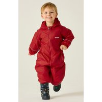 Regatta Splosh Hooded Waterproof All in One Puddle Suit in Dark Red | Size: 12-18 m