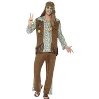 60s Hippie Costume Trousers Top & Waistcoat