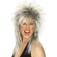 Smiffys Two Tone Rock Diva Wig Silver
