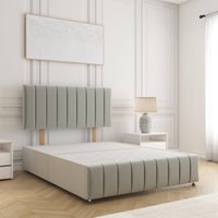 BSSPOKE Sierra Divan Bed Plush Velvet 24" Headboard & No Drawers No Mattress in Silver | Size: Single