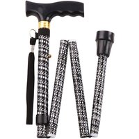 Aidapt Extendable Plastic Handled Walking Stick with Engraved Pattern Black