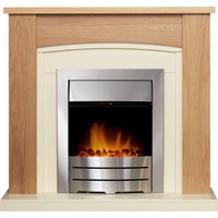 Adam Fires & Fireplaces Chilton Fireplace in Oak & Cream with Colorado Electric Fire in Brushed Steel, 39 Inch in Grey