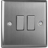 XT2D Rocker Switches 2 Gang Brushed Steel Chrome