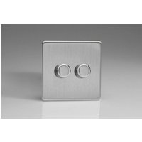 JDSP252S Leading & Trailing Edge Brushed Steel 2 Gang
