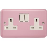 Varilight 2-Gang (Double), 13 Amp Switched Socket, Classic Lily Rose Pink XY5