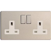 Varilight XDS5WS 13A Socket White 2-Gang Brushed Steel in Grey