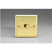 V Pro 1 Gang Dimmer 400W Classic Victorian Polished Brass 1 Gang 2 Way Push On Off Rotary LED Dimmer 1 x 0 120W