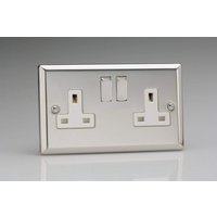 Varilight 2-Gang 13 Amp Double Switched Socket Mirror Chrome XC5DW in Grey