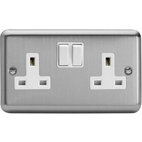 Varilight Socket, Metal, Matt Chrome, 88x148x31mm in Grey