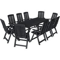 Berkfield Home 11 Piece Outdoor Dining Set Plastic Anthracite in Black