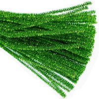 & Glitter Chenilles 6mm x 30cmS Green Pack 100 6mm x 30 cm