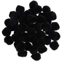 & POM POMS 1 2IN PK100 Pom Poms 1.3cm Black Pack 100 Trimits