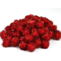 & POM POMS 1IN PK100 Pom Poms 2.5cm Metallic Red Pack 100 Trimits