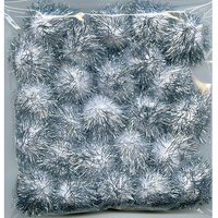 & POM POMS 1IN PK100 Pom Poms 2.5cm Metallic Silver Pack 100 Trimits