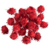 & POM POMS 1 2IN PK100 Pom Poms 1.3cm Metallic Red Pack 100 Trimits