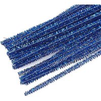 & Glitter Chenilles 6mm x 30cm Royal Blue Pack 100 Blue 6mm x 30 cm