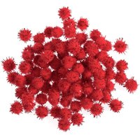 & POM POMS 1 4IN PK100 Pom Poms 0.7cm Metallic Red Pack 100 Trimits