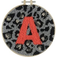 & Punch Needle Kit Yarn & Hoop Animal Print Monogram