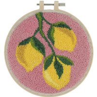 & P NEEDLE LEMONS Punch Needle Kit Floss & Hoop Lemons Trimits
