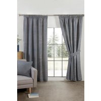Sundour Aztec Pencil Pleat Fully Lined Ready Made Taped Top Curtain Pair in Navy | Size: 229 cm width x 183 cm drop