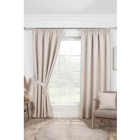 Sundour Eclipse Pencil Pleat Blackout Curtains Taped Curtain Pair in Beige | Size: 229 cm width x 183 cm drop