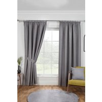 Sundour Eclipse Pencil Pleat Blackout Curtains Taped Curtain Pair in Grey | Size: 229 cm width x 229 cm drop