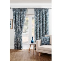 Sundour Aviary Pencil Pleat Curtains Taped Curtain Pair in Blue | Size: 117 cm width x 229 cm drop