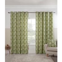 Sundour Esher Fern Leaf Eyelet Curtains in Green | Size: 117 cm width x 183 cm drop