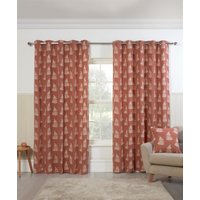 Sundour Esher Fern Leaf Eyelet Curtains in Orange | Size: 168 cm width x 183 cm drop