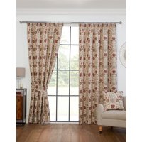 Sundour Aylesbury Floral Pencil Pleat Curtains in Beige | Size: 168 cm width x 229 cm drop