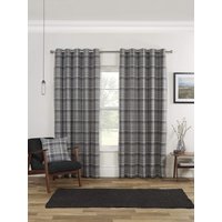 Sundour Carnoustie Checked Eyelet Blackout Curtains in Grey | Size: 168 cm width x 183 cm drop