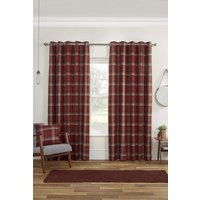 Sundour Carnoustie Checked Eyelet Blackout Curtains in Red | Size: 168 cm width x 137 cm drop