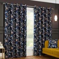 Sundour Madrid Eyelet Curtains in Navy | Size: 117 cm width x 183 cm drop