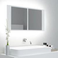 Berkfield Home LED Bathroom Mirror Cabinet White 90x12x45 cm | Size: 90 x 12 x 45 cm
