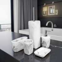 Showerdrape Octavia White Marble & Chrome 5 Piece Bathroom Accessory Set
