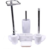 Showerdrape Octavia White Marble & Chrome 7 Piece Bathroom Accessory Set