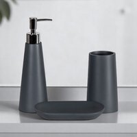 Showerdrape Alto White 3 Piece Bathroom Accessory Set in Grey