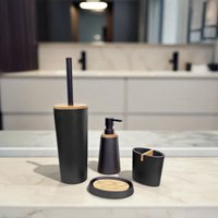 Showerdrape Sonata Black & Bamboo 4 Piece Bathroom Accessory Set