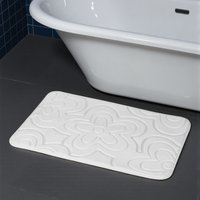 Showerdrape Clover White Memory Foam Bath Mat 800 x 500mm