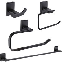 Showerdrape Unity Black Steel Wall Mounted 4 Piece Bathroom Accessory Set