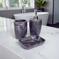 Showerdrape Octavia Grey Marble & Chrome 3 Piece Bathroom Accessory Set