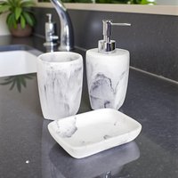 Showerdrape Octavia Grey Marble & Chrome 3 Piece Bathroom Accessory Set in White
