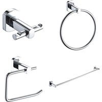 Showerdrape Admiralty Chrome Stainless Steel Wall Mounted 4 Piece Bathroom Accessory Set in Silver