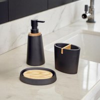 Showerdrape Sonata Black & Bamboo 3 Piece Bathroom Accessory Set