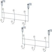 Showerdrape Set of 2 Akoya Black Over Door Storage Hooks in Metallic Silver