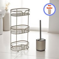 Showerdrape Dante Bathroom Accessory Set Floor Caddy with Toilet Brush & Holder in Beige
