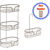 Showerdrape Dante Modern 3-Tier Floor Caddy & Mini Caddy - Bathroom Storage in Beige