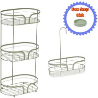 Showerdrape Dante Modern 3-Tier Floor Caddy & Mini Caddy - Bathroom Storage in Green